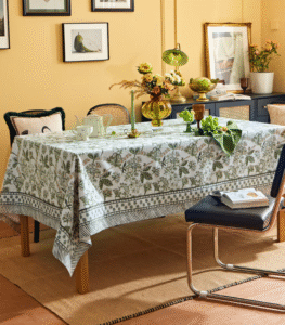 Molly Manor Green Floral Tablecloth – Farmhouse Style | Waterproof | Custom Sizes Available - Image 5
