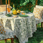 Molly Manor Green Floral Tablecloth – Farmhouse Style | Waterproof | Custom Sizes Available