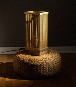 Unique Handmade Wooden Bedside Lamp – Bamboo & Antique Walnut Finish - Image 2