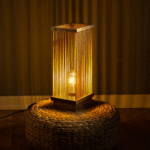 Unique Handmade Wooden Bedside Lamp – Bamboo & Antique Walnut Finish