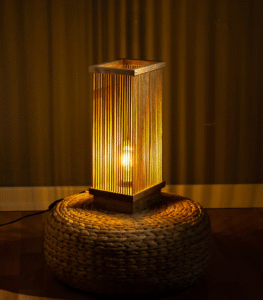 Unique Handmade Wooden Bedside Lamp – Bamboo & Antique Walnut Finish