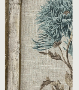 Chrysanthemum Wall Decor – 14" x 22" Blue & Brown Framed Linen Art, Farmhouse & Eclectic Wall Hanging - Image 3