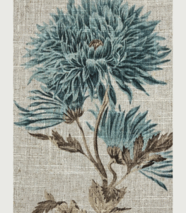 Chrysanthemum Wall Decor – 14" x 22" Blue & Brown Framed Linen Art, Farmhouse & Eclectic Wall Hanging - Image 4