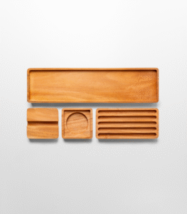 Premium Mahogany Desk Organizer Set – Handmade Minimalist Tray & Office Storage - Image 2