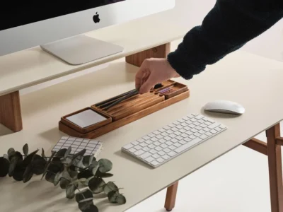 Premium Mahogany Desk Organizer Set – Handmade Wooden Tray & Office Storage - Image 4