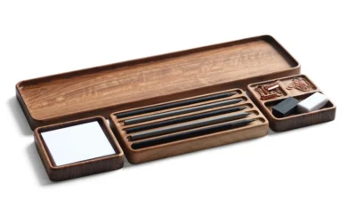 Premium Mahogany Desk Organizer Set – Handmade Wooden Tray & Office Storage - Image 6