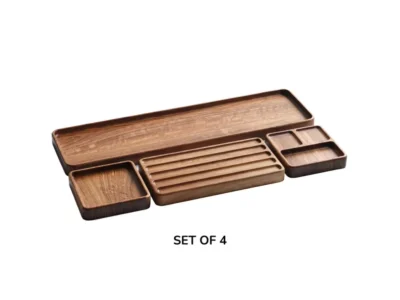 Premium Mahogany Desk Organizer Set – Handmade Wooden Tray & Office Storage - Image 8