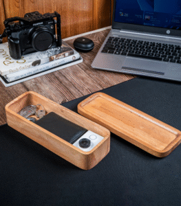 Handcrafted Premium Mahogany Wooden Desk Box – Elegant Organizer for Home & Office