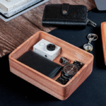 Premium Mahogany Wood Slim Desk Valet Box – Handcrafted Storage for Home & Office