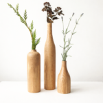 Handcrafted Wooden Vase Set of 3 – Minimalist Natural Wood Decor