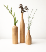 Handcrafted Wooden Vase Set of 3 – Minimalist Natural Wood Decor
