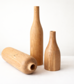 Handcrafted Wooden Vase Set of 3 – Minimalist Natural Wood Decor - Image 3